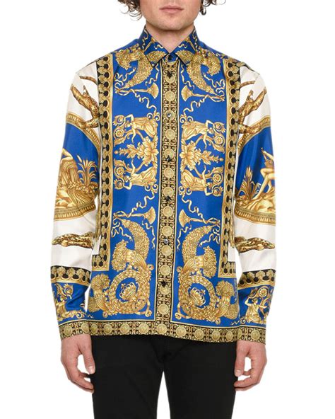 versace blue mens shirt|Versace fitted shirts for men.